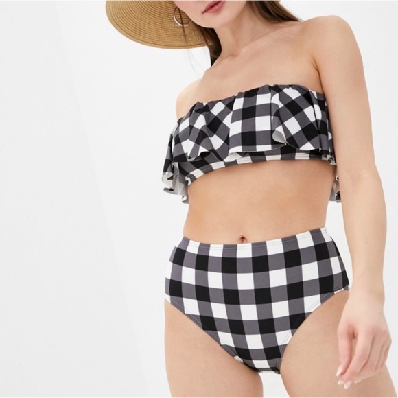 Kate Spade Shoreside Plaid Bikini black / white - Picture 1 of 13